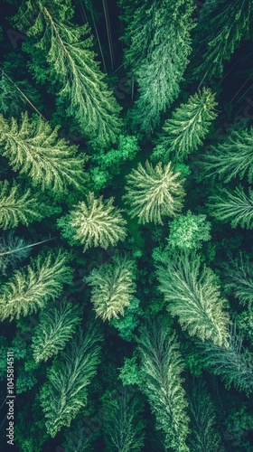 summer scene of dense polish forest photographed from a low angle photo