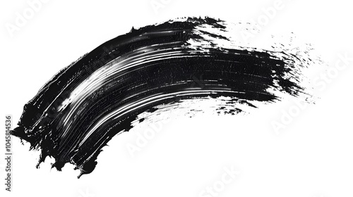 Black paint brush stroke isolated on white background.