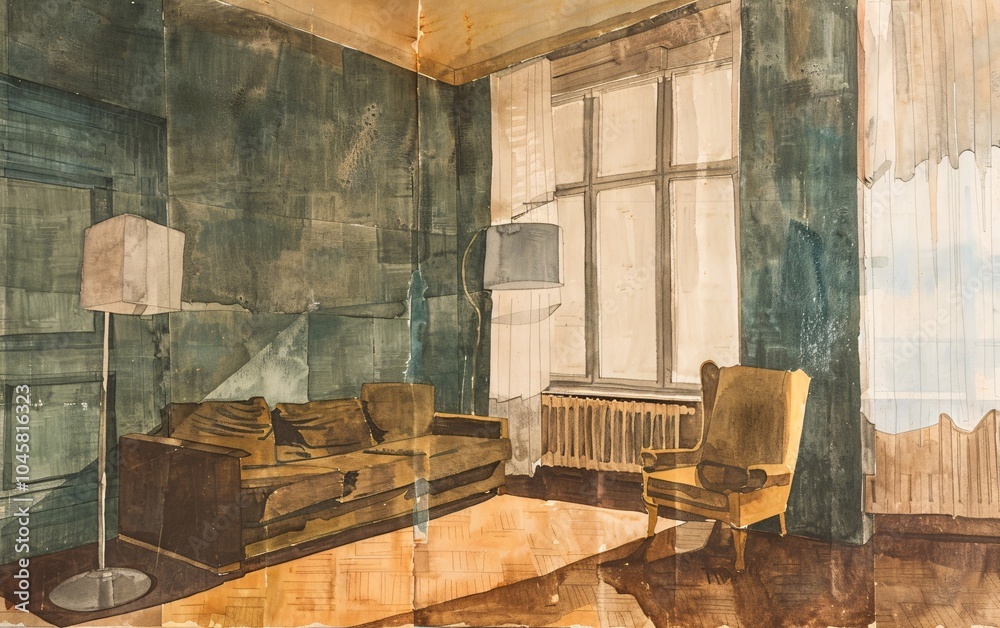 Room adaptation living room panoramic view Room adaptation living room panoramic view