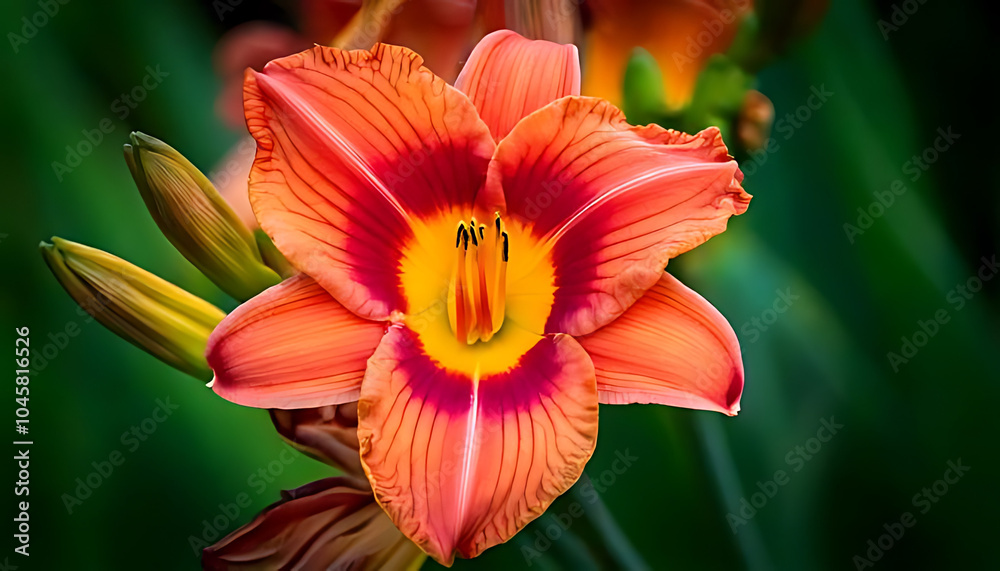 strawberry swirl daylily flower features vibrant colors closeup shot unique attractive bloom strawberry swirl daylily flower features vibrant colors closeup shot unique attractive bloom