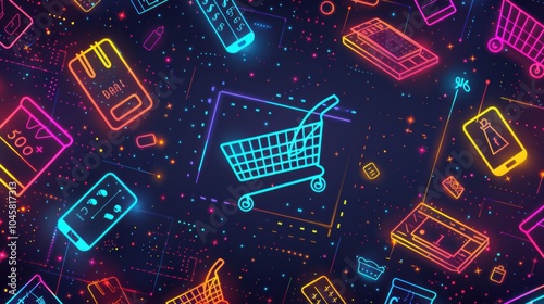 Vibrant Icons for Online Shopping and Black Friday Deals