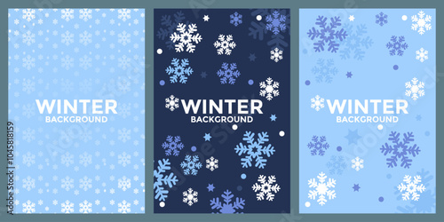 Set of abstract winter backgrounds for social media stories, Cute Winter Scene background vector