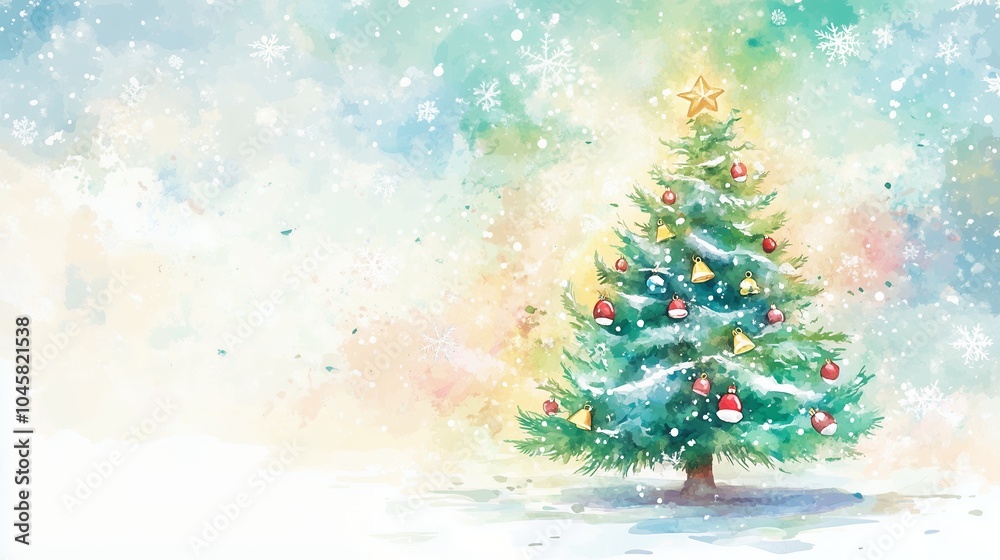 watercolour painting of a Christmas tree watercolour painting of a Christmas tree