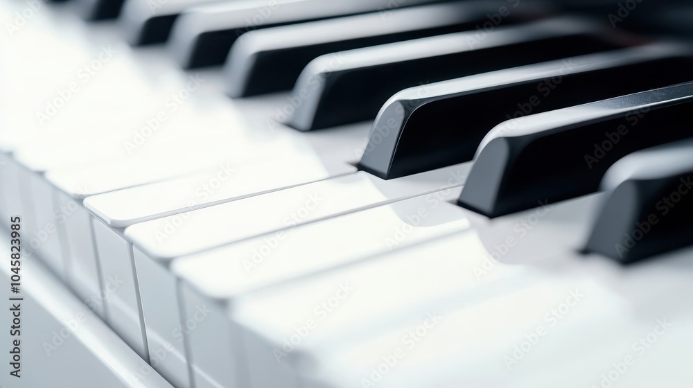 A close-up view of piano keys, showcasing the contrast between black and white, symbolizing music and artistry. A close-up view of piano keys, showcasing the contrast between black and white, symbolizing music and artistry.