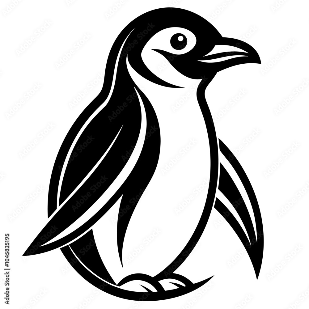 silhouette of penguin on white background silhouette of penguin on white background