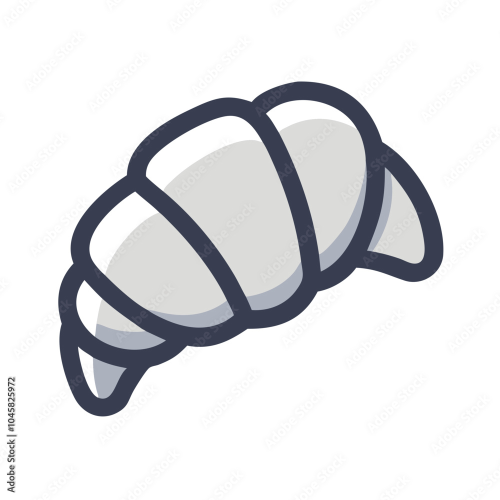 Stylized icon of a croissant in soft gray Stylized icon of a croissant in soft gray