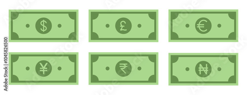 Currency symbols on banknotes illustration