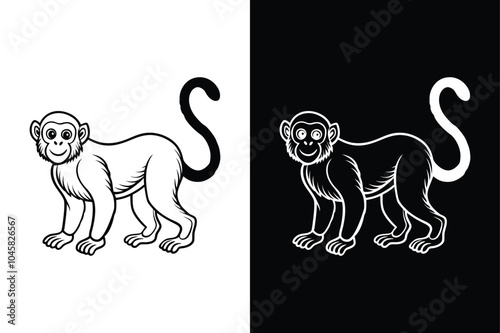 Monkey icon or chimpanzee vector icon on white background.	 photo