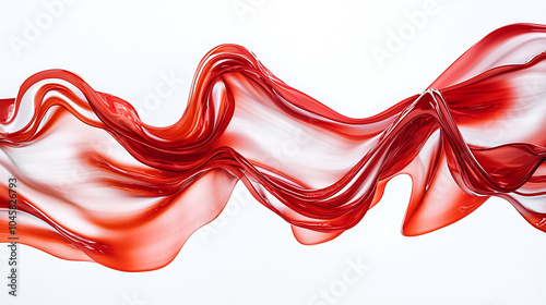 Flowing red fabric creating dynamic abstract waves