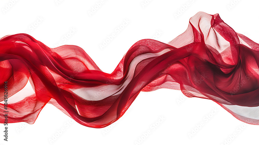 Flowing red silk fabric on a white background Flowing red silk fabric on a white background
