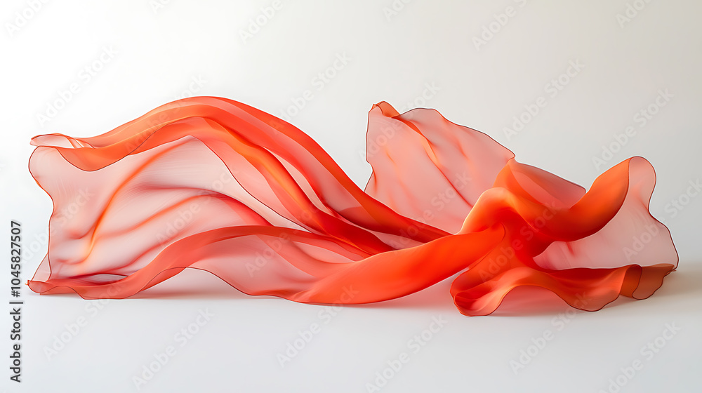 Flowing red silk fabric creating dynamic shapes Flowing red silk fabric creating dynamic shapes