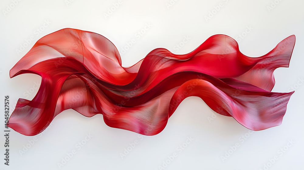 Abstract red wave sculpture with flowing curves Abstract red wave sculpture with flowing curves