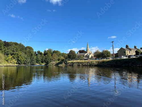 River Coquet with the church in the background, Warkworth in Northumberland