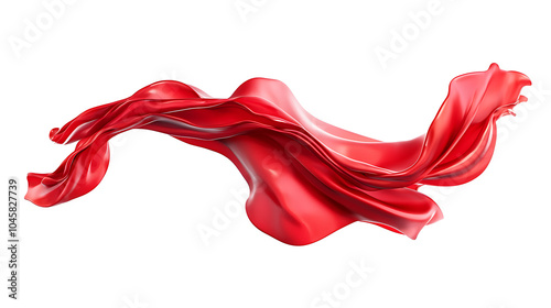 Flowing red silk fabric creating dynamic shapes