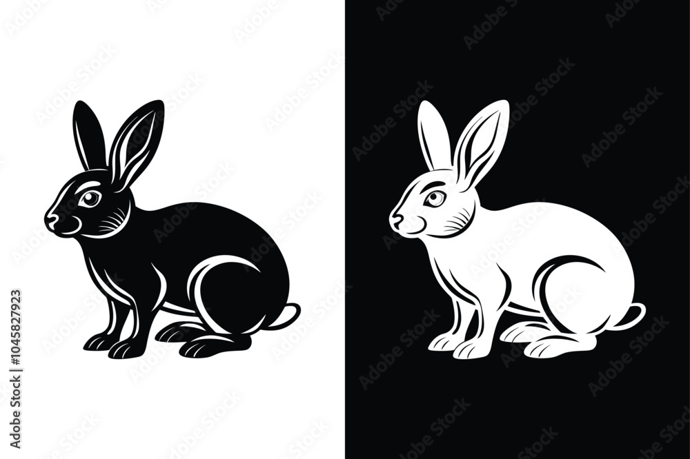 Black side silhouette of a rabbit vector icon isolated on white background. Black side silhouette of a rabbit vector icon isolated on white background.