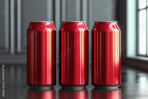 mockup of red tin cans photo