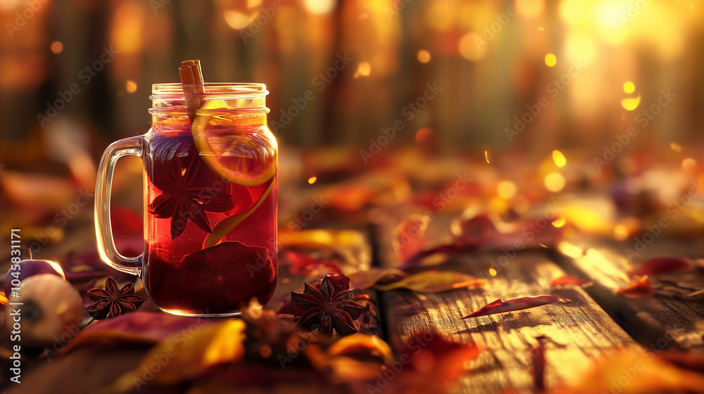 Hot mulled wine with cinnamon and star anise Hot mulled wine with cinnamon and star anise