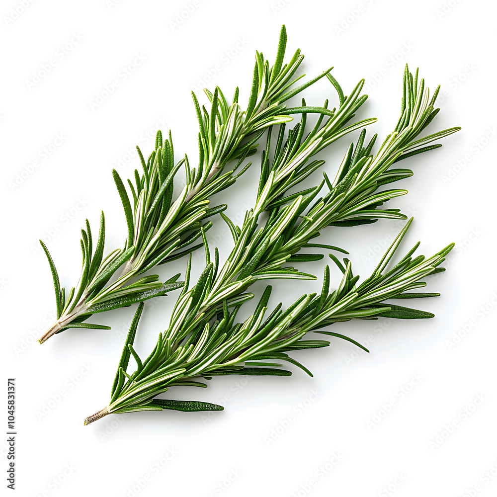 Fototapeta premium Fresh rosemary sprigs on a white background