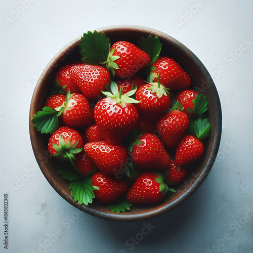 Fresh Strawberries in a Bowl – High-Quality, Vibrant Red Strawberries Isolated on White photo