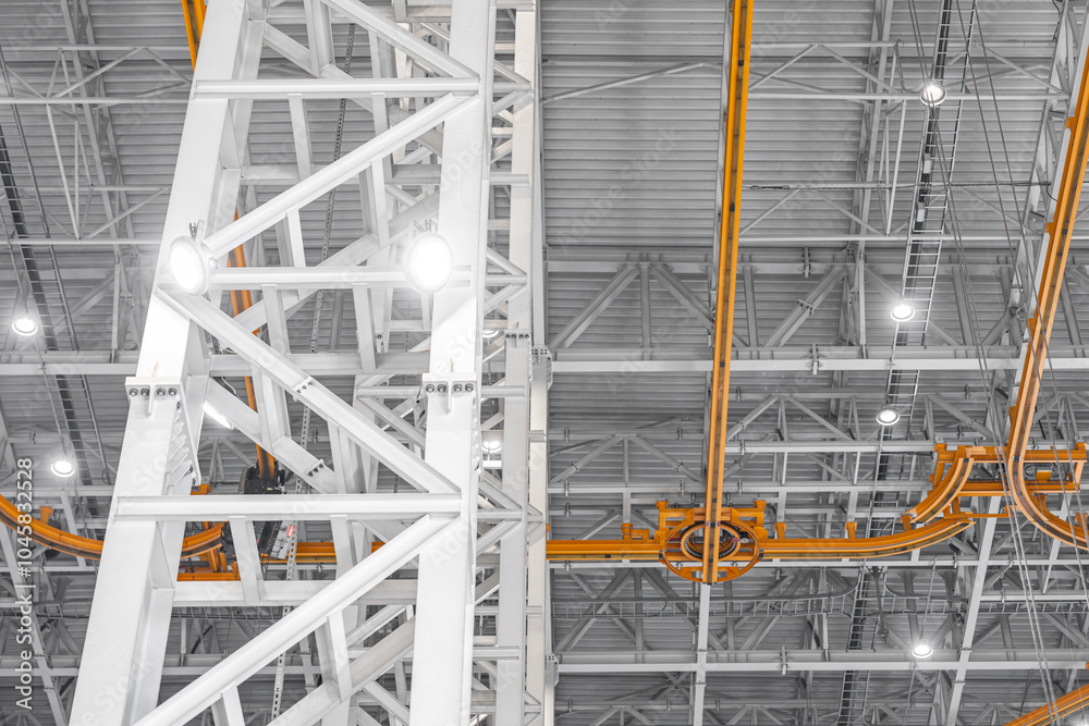 high production hall - modern LED lighting - large new warehouse - light sensors to reduce power consumption