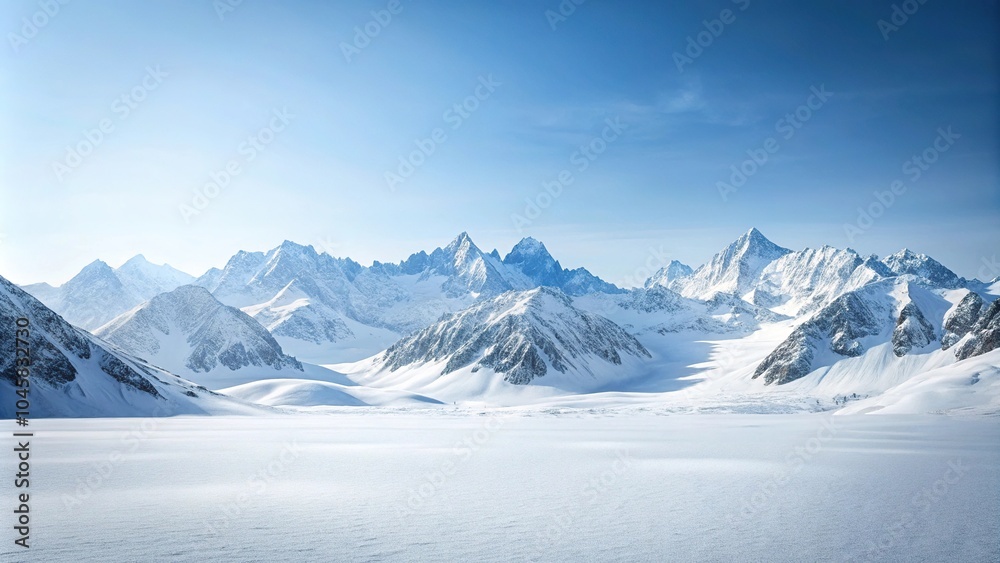 Obraz premium Snowy mountains silhouette against white background