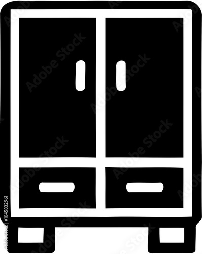 Silhouette of a wardrobe with drawers, bedroom furniture and storage icon, home decor illustration