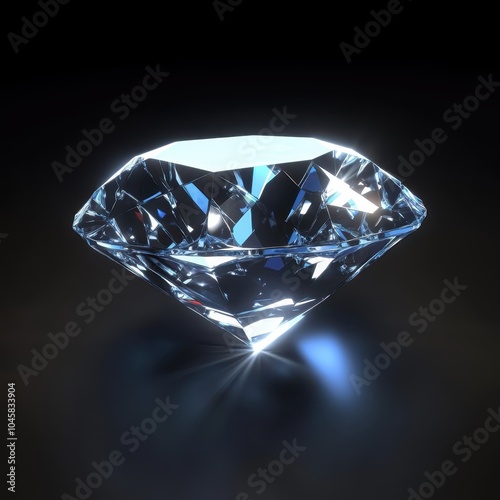 Diamond Floating with Blue Glow 