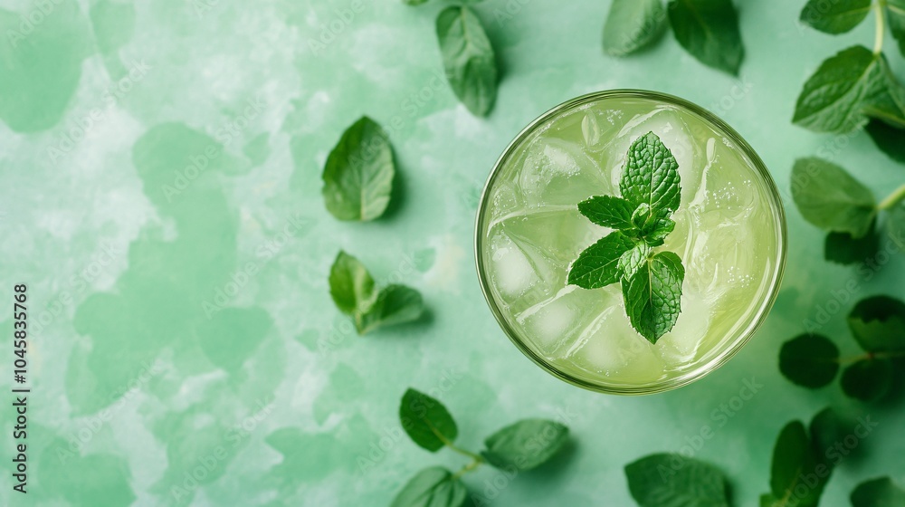 Refreshing Iced Green Tea with Mint Leaves Refreshing Iced Green Tea with Mint Leaves