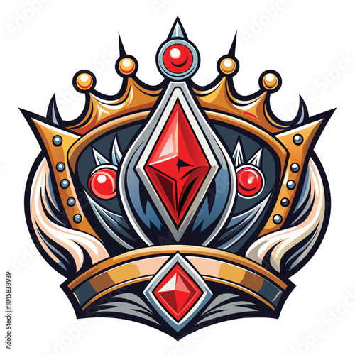 Royal Crown Adorned with Red Gems