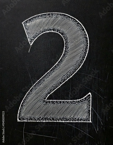 2 two number chalk drawing blackboard chalkboard isolated