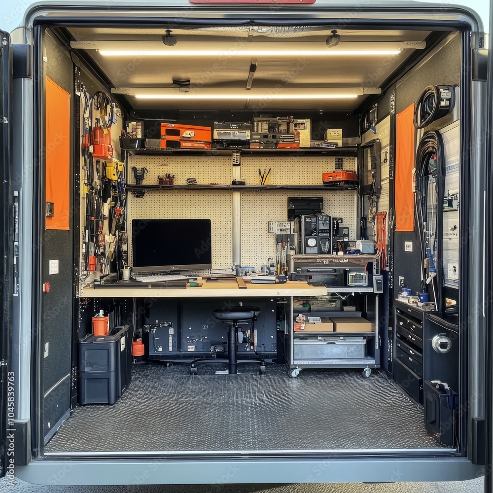 Workshop in truck, angled view Workshop in truck, angled view