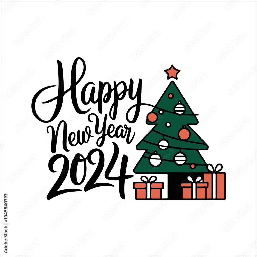 Naklejka premium Christmas Quote Tshirt Design, Christmas SVG, Christmas Ilustration, Happy new year 2024