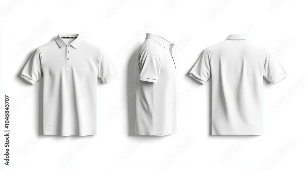 This is a design template for a polo shirt. It shows the front, back, and side views of the shirt on a white background. You can use it to showcase your artwork or designs. This is a design template for a polo shirt. It shows the front, back, and side views of the shirt on a white background. You can use it to showcase your artwork or designs.