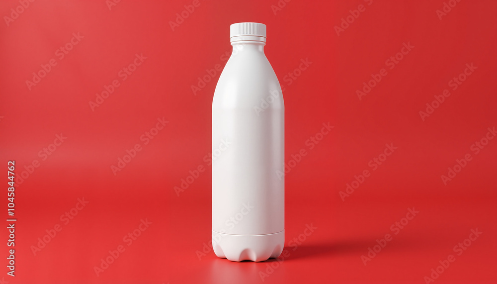 White plastic bottle on a red background with copy space for design concept
White plastic bottle on a red background with copy space for design concept
