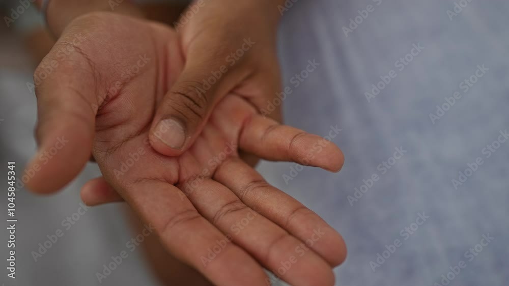 Young man receiving a hand massage in a spa salon with a focus on his hands and wellness Young man receiving a hand massage in a spa salon with a focus on his hands and wellness