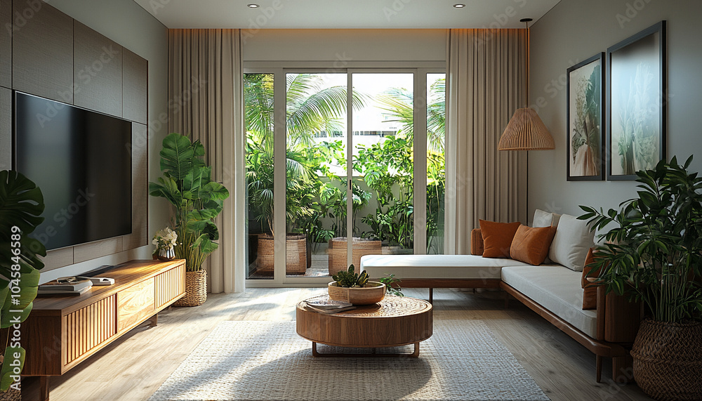 Tropical Modern Family Room Bright Design high detail Tropical Modern Family Room Bright Design high detail