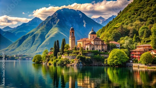 Scenic View of the Sacred Mount of Ossuccio with Chapels and Lake Omo in Tremezzina, Italy - Nature,