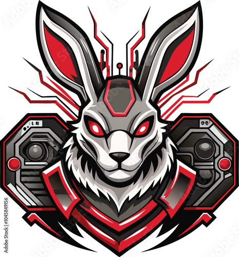 Cyberpunk Rabbit Logo Design with Speakers