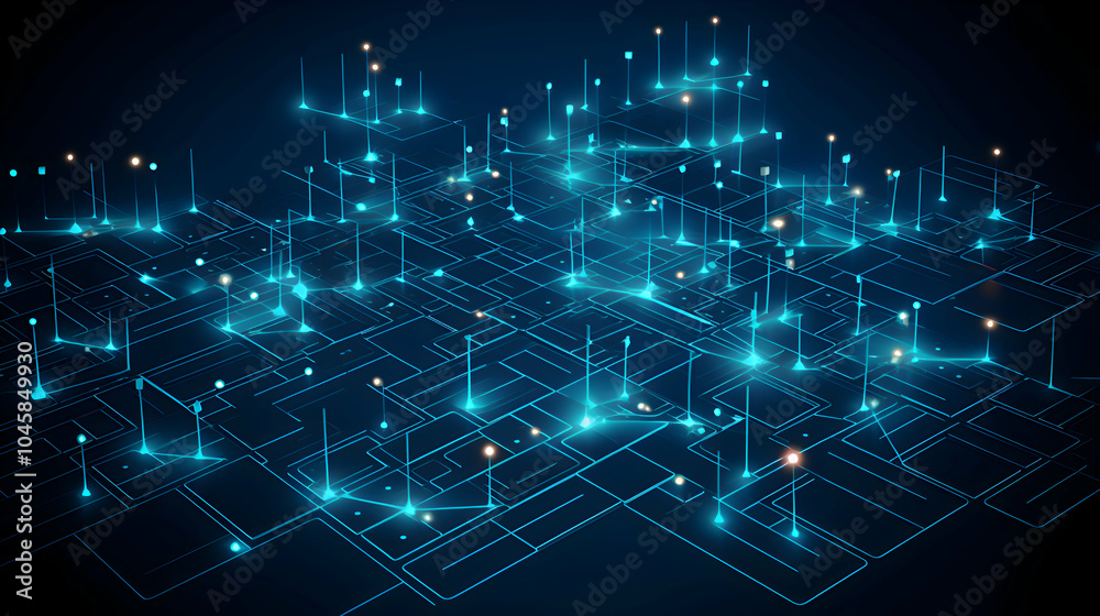 Quantum algorithm processing visualized as a flowchart of glowing data nodes, abstract vectors connecting research milestones, futuristic hardware breakthrough Quantum algorithm processing visualized as a flowchart of glowing data nodes, abstract vectors connecting research milestones, futuristic hardware breakthrough