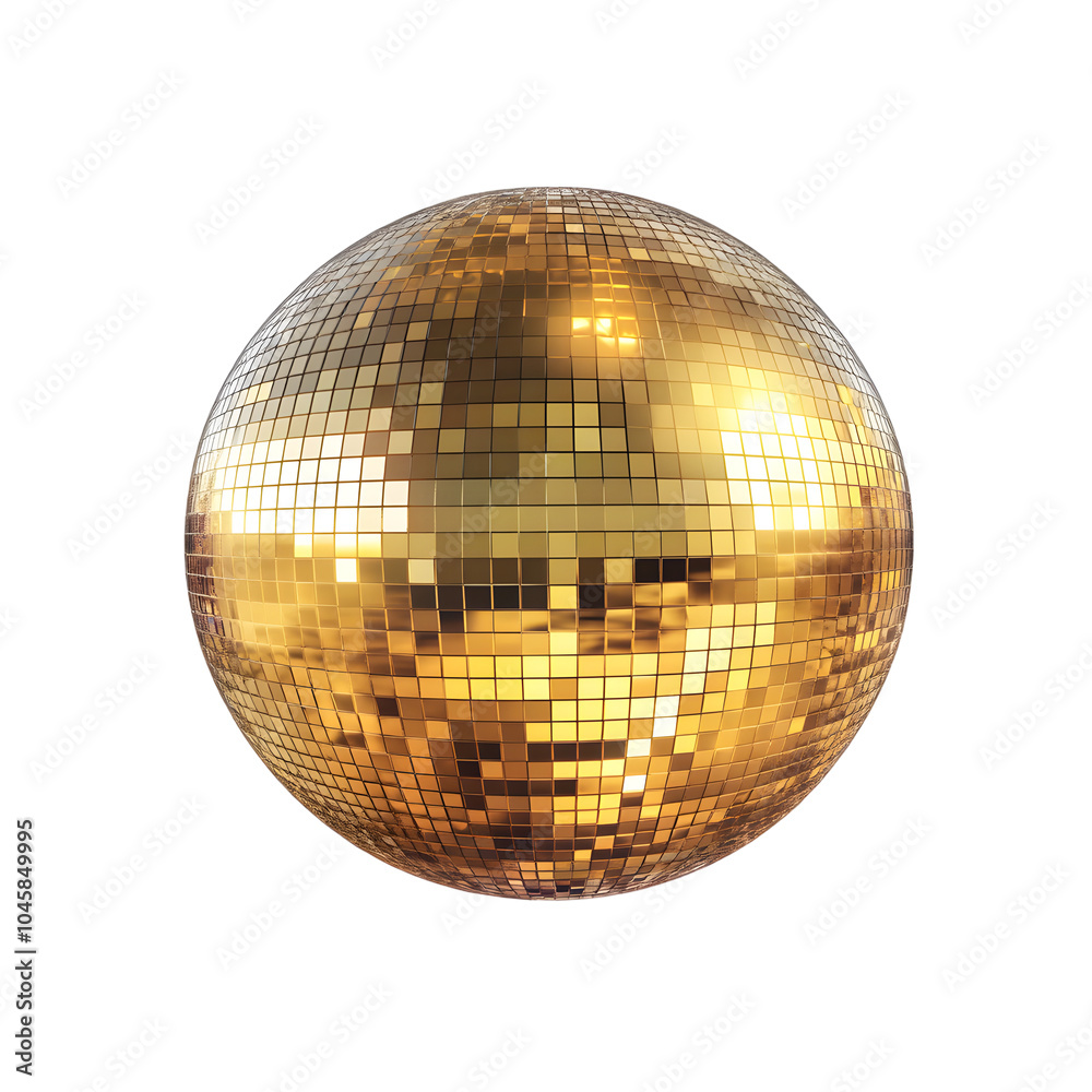 Fototapeta premium Yellow disco ball transparent background