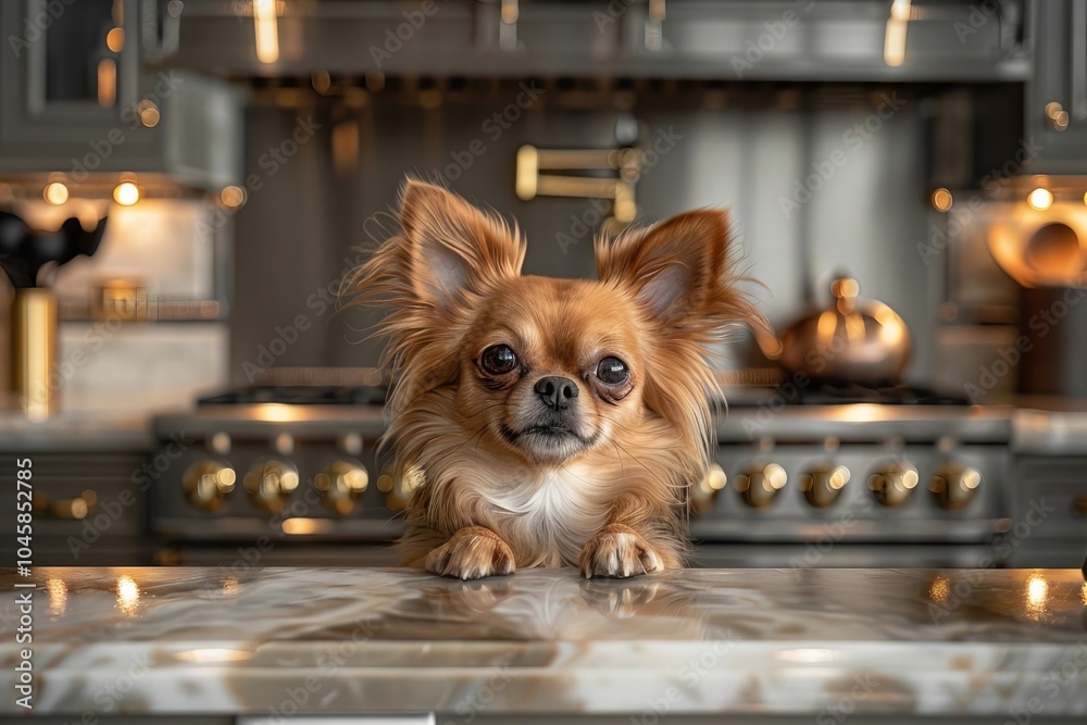 Elegant Transitional Kitchen Featuring Luxury Stainless Steel Appliances and Marble Backsplash, Enhanced with Pot Filler and Stylish Countertops. Elegant Transitional Kitchen Featuring Luxury Stainless Steel Appliances and Marble Backsplash, Enhanced with Pot Filler and Stylish Countertops.