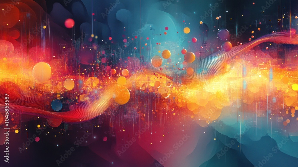 Abstract digital art with vibrant colors and flowing shapes. Abstract digital art with vibrant colors and flowing shapes.