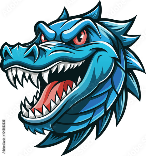 Ferocious Blue Dragon Head Mascot Design
