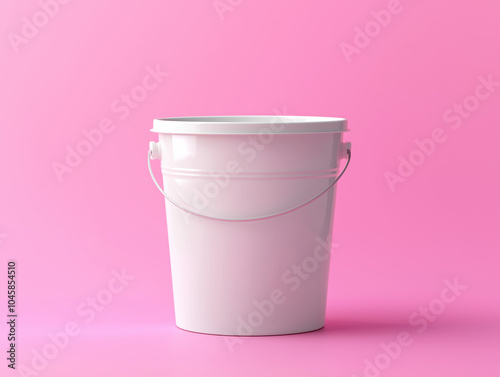 białe wiadro na różowym tle - mockup photo