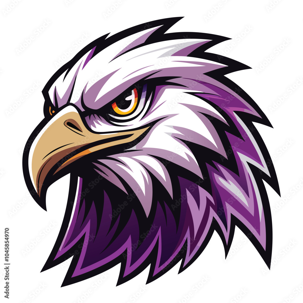 Obraz premium Purple Feathered Eagle Head Mascot Illustration