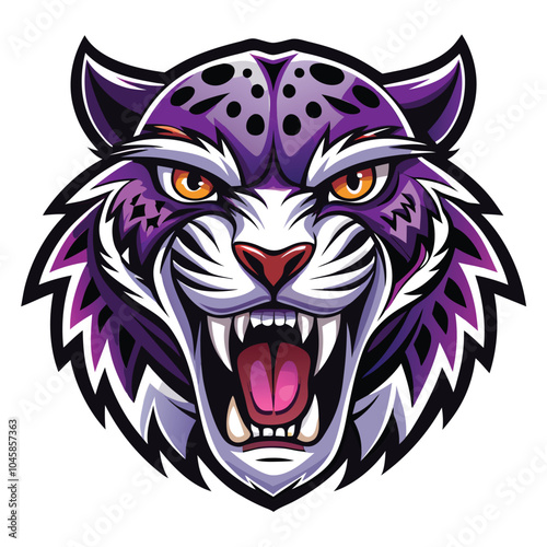 Ferocious Purple Panther Head Mascot Design