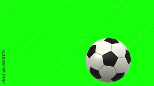 3d rendered animation of rotating soccer ball on green screen