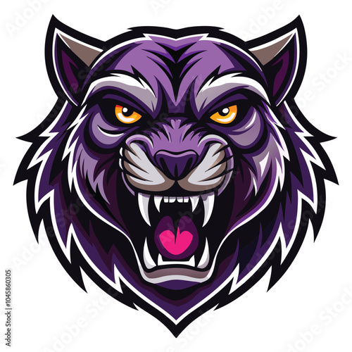 Purple Ferocious Beast Head Illustration