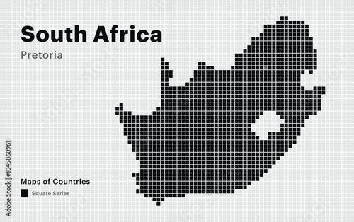 Creative Dotted Map of South Africa with capital Pretoria. Square dots	