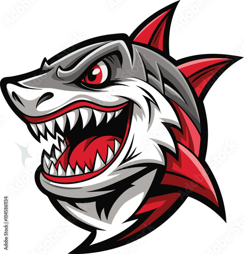 Wallpaper Mural Angry Shark Mascot Design Illustration Torontodigital.ca